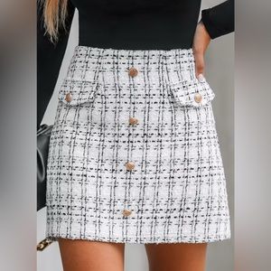 Tweed High Waist Mini Skirt
